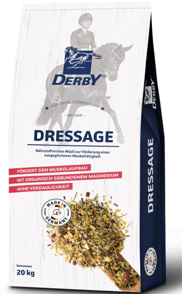 DERBY DRESSAGE - muslis sportiniam žirgui - Rančos pašarai – kokybiški pašarai, sveikatos papildai, skanėstai žirgams. Žirgynų įranga. Taip pat rasite maistą bei papildus kitiems gyvūnams: šunims, katėms, avims, ožkoms, alpakoms, kupranugariams, triušiams, graužikams: degu, jūrų kiaulytėms, šinšiloms bei paukščiams. Vokiška kokybė, patrauklios kainos ir patikimas pasirinkimas.