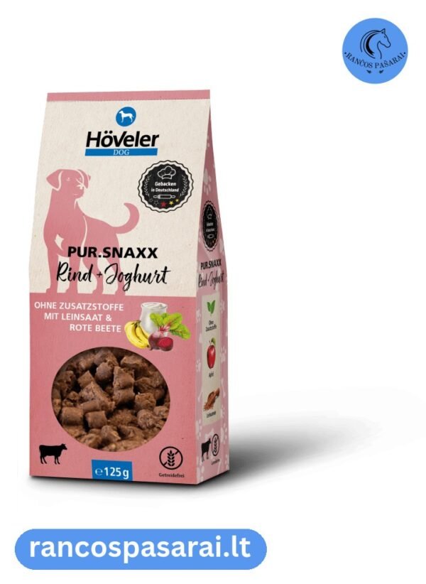 HÖVELER DOG PUR SNAXX jautiena ir jogurtas- skanėstai šunims su vizualu HÖVELER DOG PUR SNAXX jautiena ir jogurtas- skanėstai šunims - Rančos pašarai – kokybiški pašarai, sveikatos papildai, skanėstai žirgams. Žirgynų įranga. Taip pat rasite maistą bei papildus kitiems gyvūnams: šunims, katėms, avims, ožkoms, alpakoms, kupranugariams, triušiams, graužikams: degu, jūrų kiaulytėms, šinšiloms bei paukščiams. Vokiška kokybė, patrauklios kainos ir patikimas pasirinkimas.