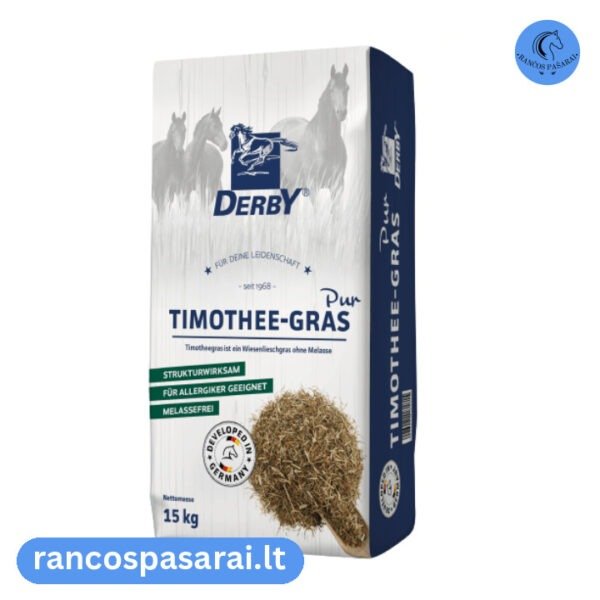 DERBY TIMOTHEE GRASS PUR 15 kg - motiejuko žolės pašaras žirgams su vizualu DERBY TIMOTHEE GRASS PUR