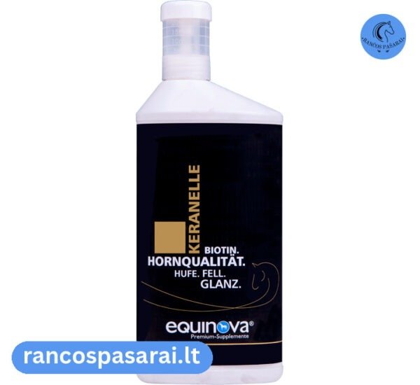 EQUINOVA® KERANELLE papildas žirgo kanopoms su vizualu EQUINOVA® KERANELLE papildas žirgo kanopoms - Rančos pašarai – kokybiški pašarai, sveikatos papildai, skanėstai žirgams. Žirgynų įranga. Taip pat rasite maistą bei papildus kitiems gyvūnams: šunims, katėms, avims, ožkoms, alpakoms, kupranugariams, triušiams, graužikams: degu, jūrų kiaulytėms, šinšiloms bei paukščiams. Vokiška kokybė, patrauklios kainos ir patikimas pasirinkimas.