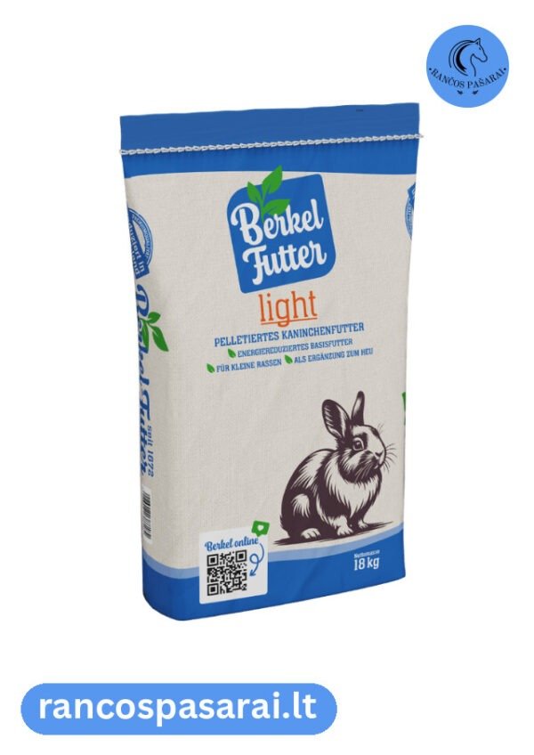 BERKEL FUTTER LIGHT 18 kg - granuliuotas triušių maistas mažoms veislėms su vizualu Berkel Futter Light
