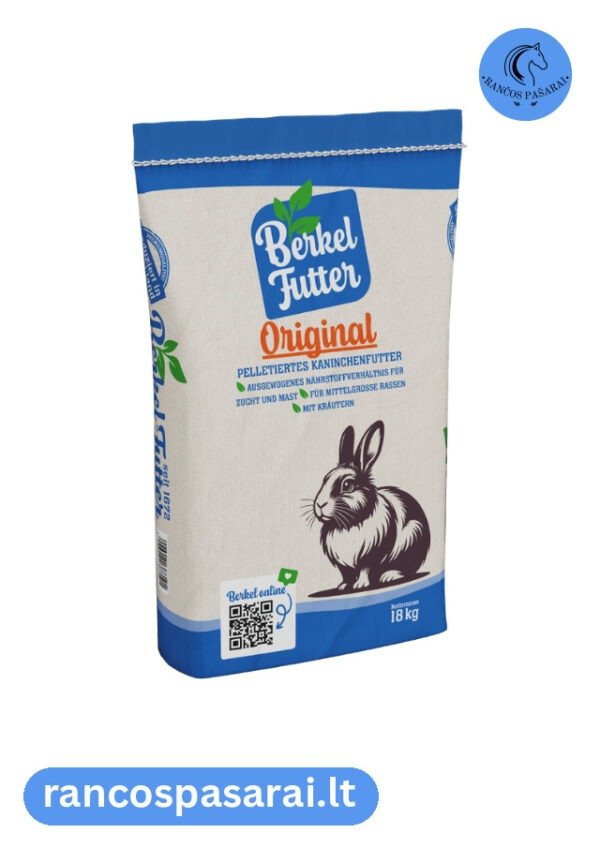 BERKEL FUTTER ORIGINAL 18 kg - granuliuotas pašaras triušiams su vizualu Berkel Futter Original