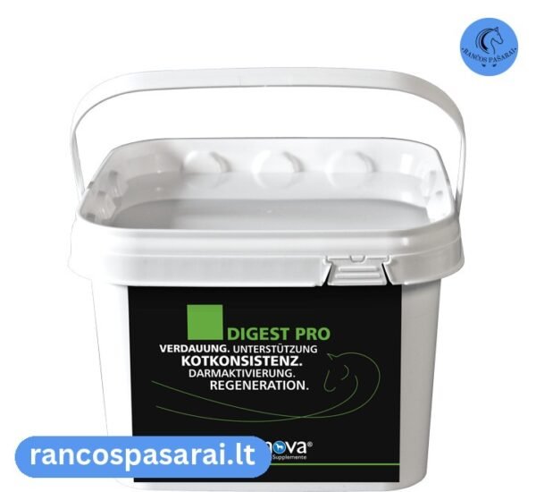 EQUINOVA® DIGEST PRO 1 kg - papildas žirgo virškinimui su vizualu EQUINOVA® DIGEST PRO 1 kg - papildas žirgo virškinimui - Rančos pašarai – kokybiški pašarai, sveikatos papildai, skanėstai žirgams. Žirgynų įranga. Taip pat rasite maistą bei papildus kitiems gyvūnams: šunims, katėms, avims, ožkoms, alpakoms, kupranugariams, triušiams, graužikams: degu, jūrų kiaulytėms, šinšiloms bei paukščiams. Vokiška kokybė, patrauklios kainos ir patikimas pasirinkimas.