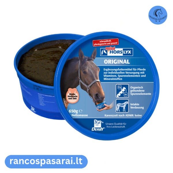 DERBY HORSLYX ORIGINAL laižalas su mineralais - Rančos pašarai – kokybiški pašarai, sveikatos papildai, skanėstai žirgams. Žirgynų įranga. Taip pat rasite maistą bei papildus kitiems gyvūnams: šunims, katėms, avims, ožkoms, alpakoms, kupranugariams, triušiams, graužikams: degu, jūrų kiaulytėms, šinšiloms bei paukščiams. Vokiška kokybė, patrauklios kainos ir patikimas pasirinkimas.
