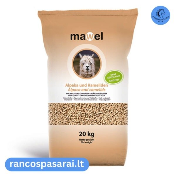 MAWEL ALPAKA UND KAMELIDEN 20kg - kombinuotas pašaras alpakoms, lamoms, kupranugariams su vizualu Mawel Alpaka