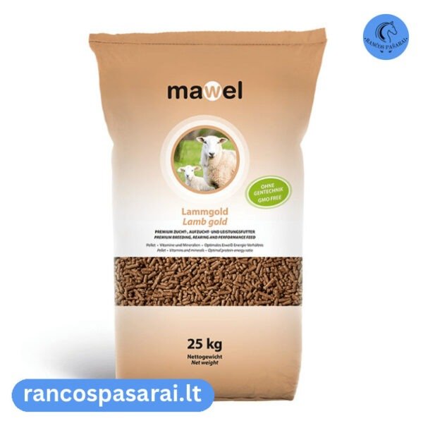 MAWEL LAMMGOLD 25 kg – pašaras besilaukiančioms ir žindančioms avims ir ožkoms su vizualu Mawel Lammgold