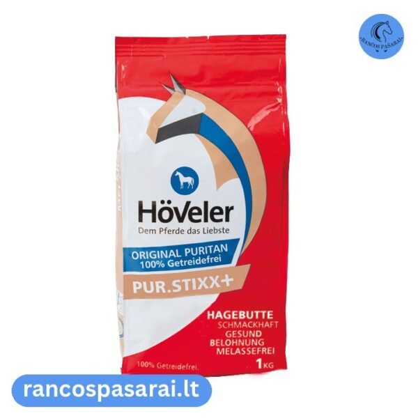 HÖVELER PUR STIXX 1 kg - skanėstai erškėtrožių uogų arkliams su vizualu Höveler Pur Stixx